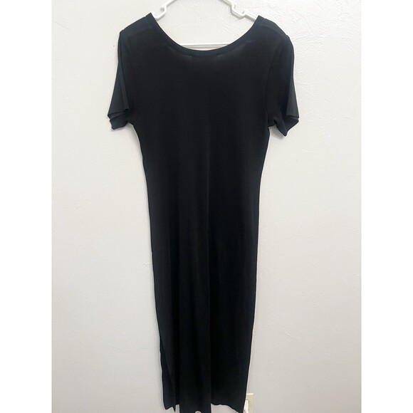 Exclusively MISOOK Dress Black Knit Maxi Short Sleeve Side Slit Size Medium $300 - Picture 4 of 8